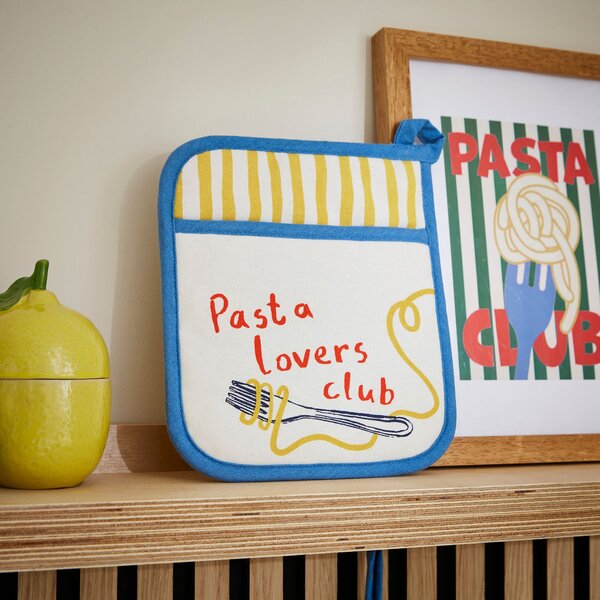 Ulster Weavers Pasta Lovers Club Thermal Pot Mitt Oven Glove Yellow