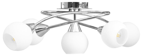 Ceiling Lamp with Ceramic Shades for 5 E14 Bulbs White Bowl