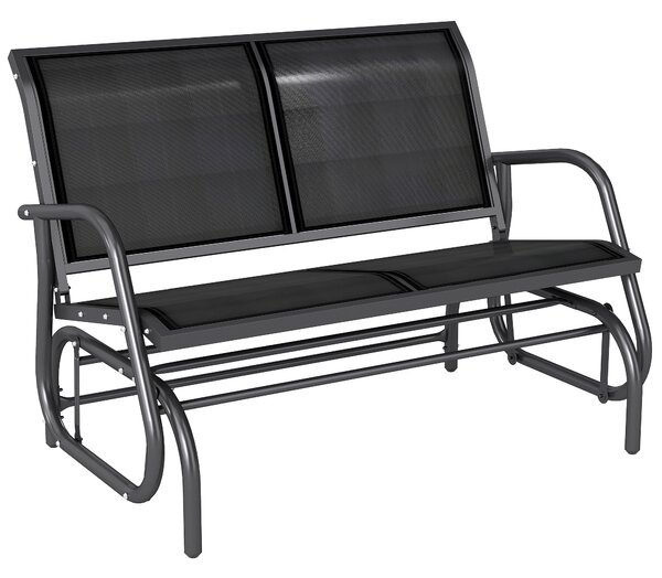 Outsunny 2-Person Outdoor Glider Bench Patio Double Swing Gliding Chair Loveseat w/Power Coated Steel Frame for Garden Porch, Black Aosom UK
