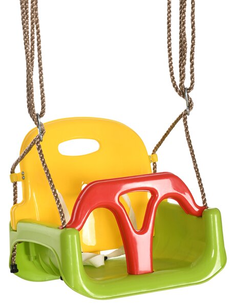 Outsunny 3 in 1 Detachable Kids Swing Seat with Safety Belt, Adjustable Rope for Indoor, Outdoor, Playground, Garden, Green
