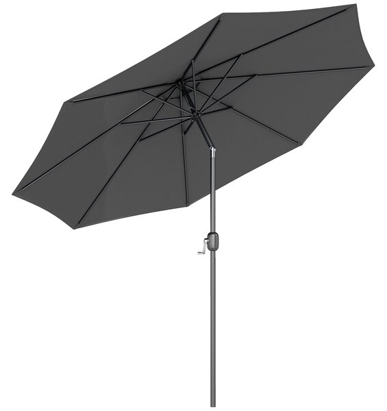Outsunny Large Garden Umbrella, Weatherproof Outdoor Sun Shade With Crank Handle for Balcony and Garden, Dark Grey Aosom UK