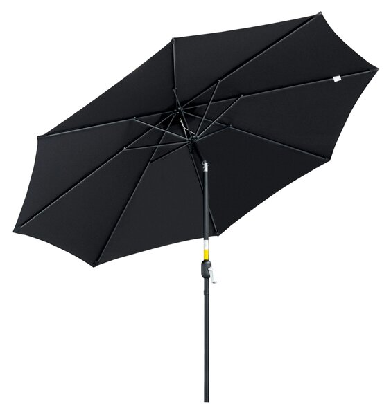 Outsunny Large Garden Parasol, Tilting Garden Umbrella with 8 Ribs, Crank Handle for Outdoor Shade on Balcony and Garden, Black Aosom UK