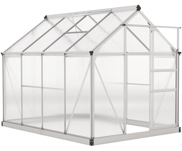 Outsunny 6 x 8ft Walk-In Greenhouse, with Sliding Door - Clear
