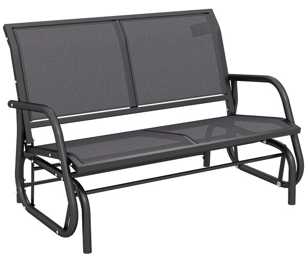 Outsunny 2-Person Outdoor Glider Bench Patio Double Swing Chair Loveseat w/Power Coated Steel Frame for Backyard Garden Porch, Grey Aosom UK