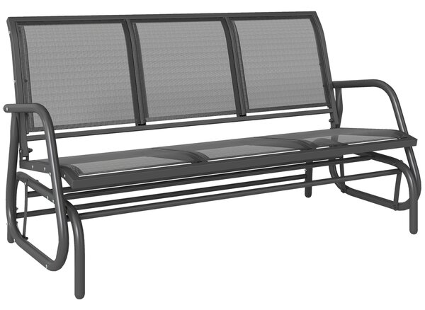 Outsunny 3-Seat Glider Rocking Chair for 3 People Garden Bench Patio Furniture Metal Frame, Grey