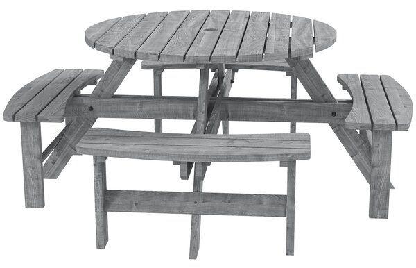 Outsunny 8-Seater Wooden Picnic Set-Fir Wood