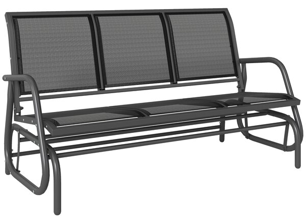 Outsunny 3-Seat Glider Rocking Chair for 3 People Garden Bench Patio Furniture Metal Frame