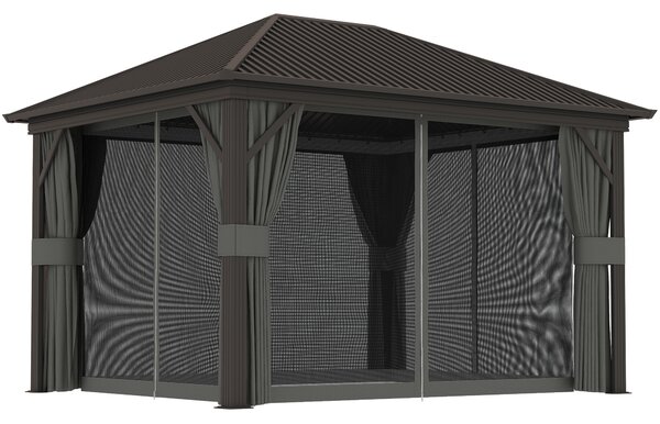 Outsunny 3.6 x 3(m) Aluminium Frame Hardtop Gazebo, with Accessories
