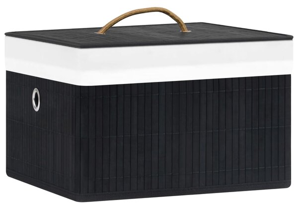 Bamboo Storage Boxes 4 pcs Black