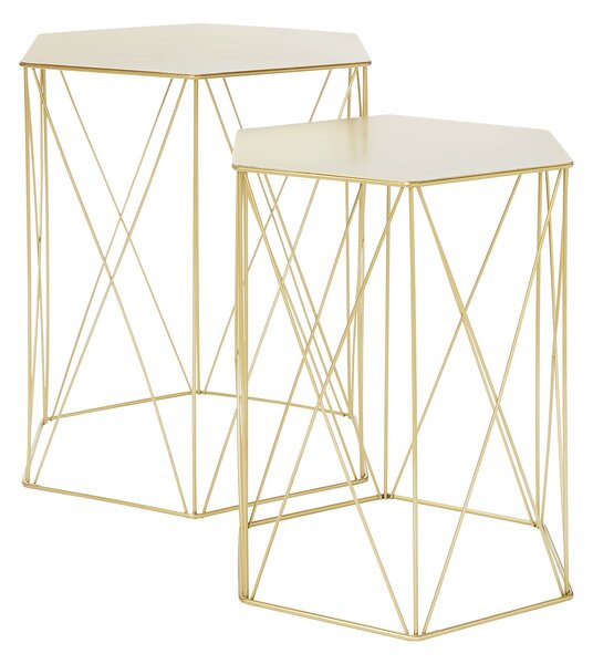 Hex Side Table Set Of 2 Gold Blush