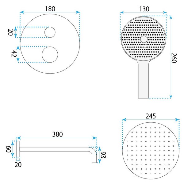 Shower system Rea Maxim Brush Gold + BOX