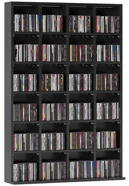 HOMCOM CD Storage Unit with Adjustable Shelves, 89 x 130.5 cm, Black Aosom UK