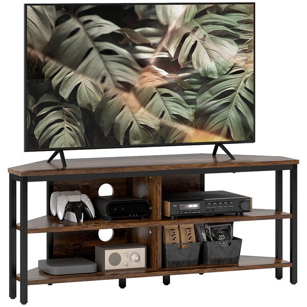 HOMCOM Industrial-Style Corner TV Unit - Black/Brown Aosom UK