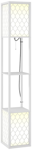 HOMCOM Floor Lamp with Shelves, Dual Light, Modern Tall Standing Lamps, with Pull Chain Switch (Bulb not Included), White Aosom UK