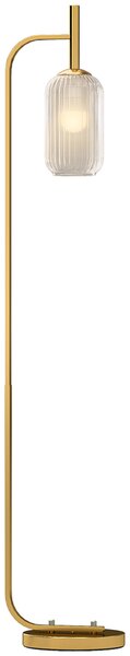 HOMCOM Floor Lamp for Living Room with Glass Lampshade, Modern Standing Lamp with Foot Switch for Bedroom, Bulb not Included, Gold Tone Aosom UK