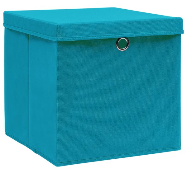 Storage Boxes with Lids 10 pcs Baby Blue 32x32x32 cm Fabric