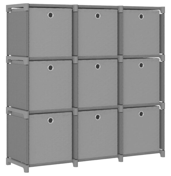 9-Cube Display Shelf with Boxes Grey 103x30x107.5 cm Fabric