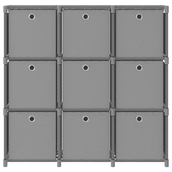 9-Cube Display Shelf with Boxes Grey 103x30x107.5 cm Fabric