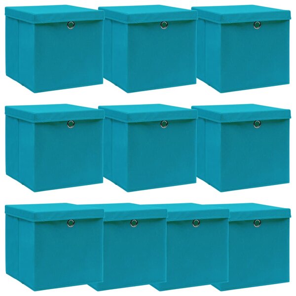 Storage Boxes with Lids 10 pcs Baby Blue 32x32x32 cm Fabric