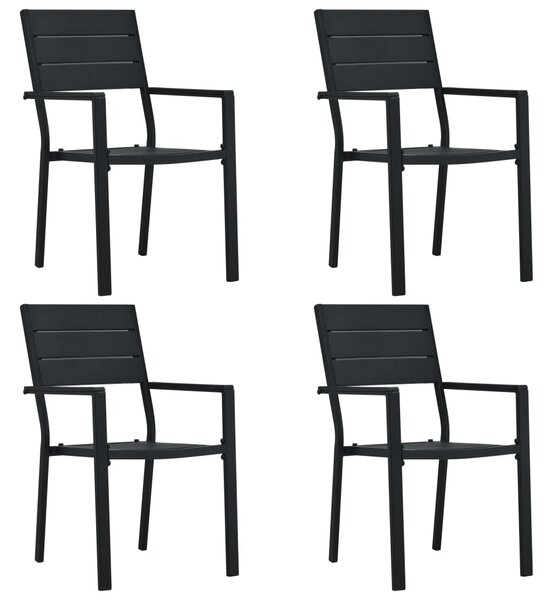 Garden Chairs 4 pcs Black HDPE Wood Look