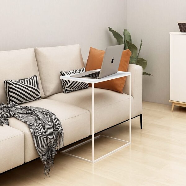 Side Table White 55x35x66 cm Chipboard