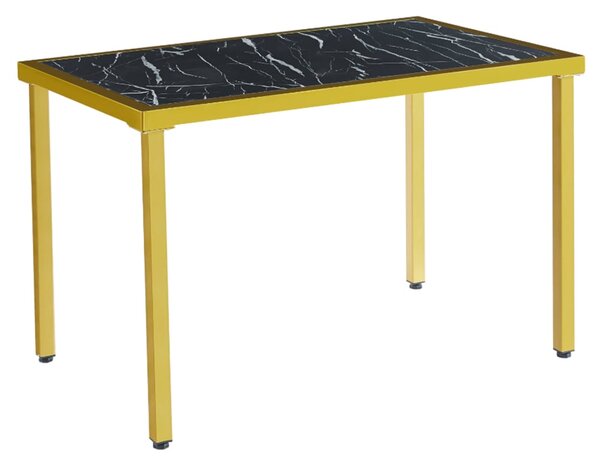 Ovid Gloss Black Marble Effect Dining Table With Gold Frame