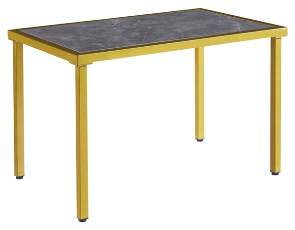Ovid Gloss Grey Marble Effect Dining Table With Gold Frame