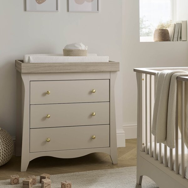 CuddleCo Clara 3 Drawer Chest & Changing Unit Pale Cashmere