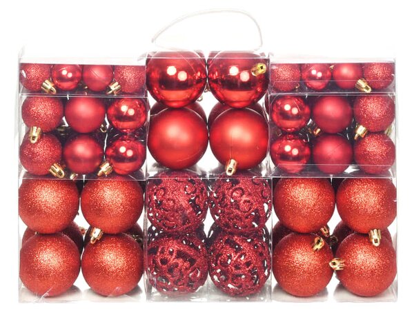 100 Piece Christmas Ball Set 3/4/6 cm Red