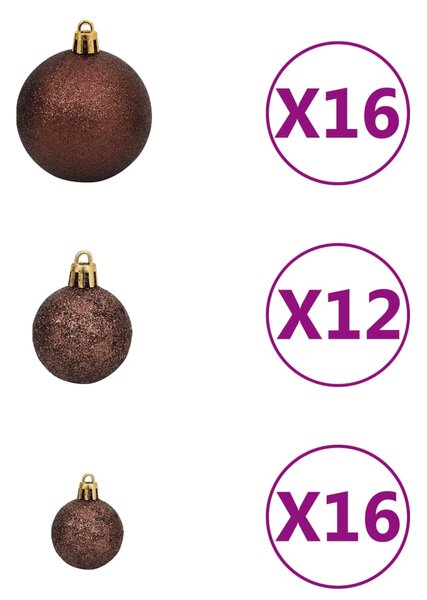 100 Piece Christmas Ball Set 3/4/6 cm Brown/Bronze/Gold