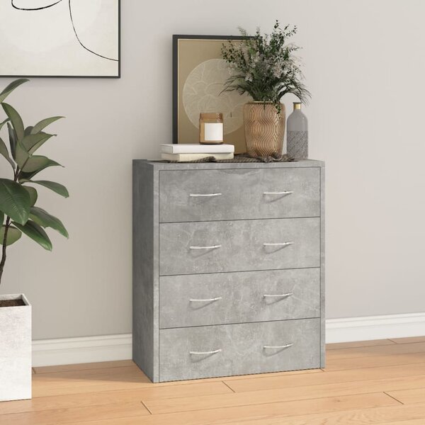 Sideboard with 4 Drawers 60x30.5x71 cm Concrete Grey