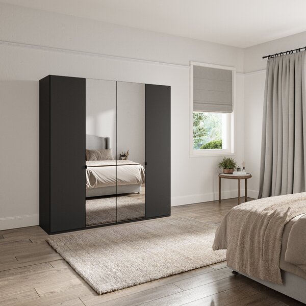 Wiemann Kahla 4 Door Mirrored Wardrobe Dark Grey