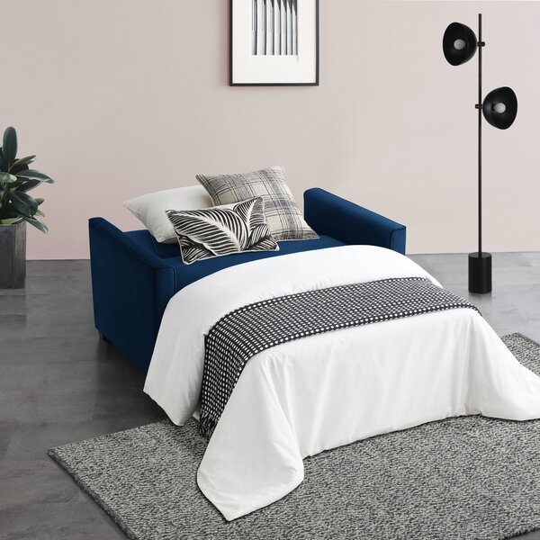 Serena Velvet Compact Double Sofa Bed Dark Blue