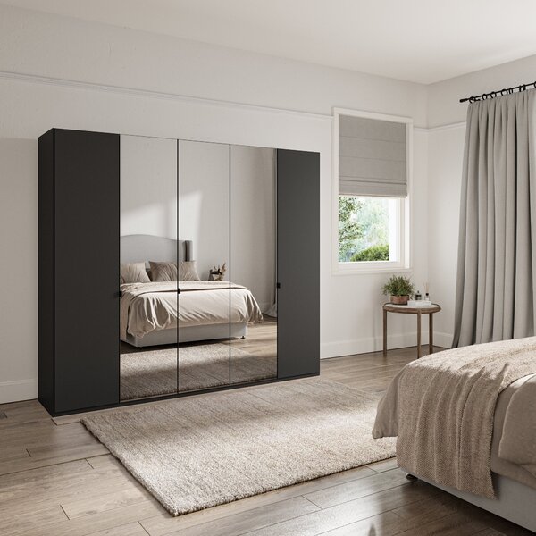 Wiemann Kahla 5 Door Mirrored Wardrobe Graphite (Grey)