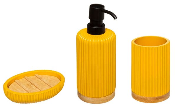 Modern Bamboo 3 Piece Bathroom Accessories Set Yellow