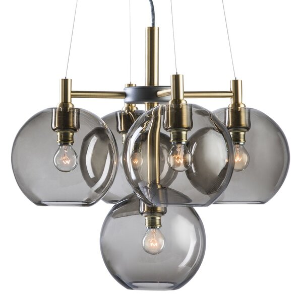 Belid Gloria Krona pendant lamp Ø50 cm brass-smoked glass