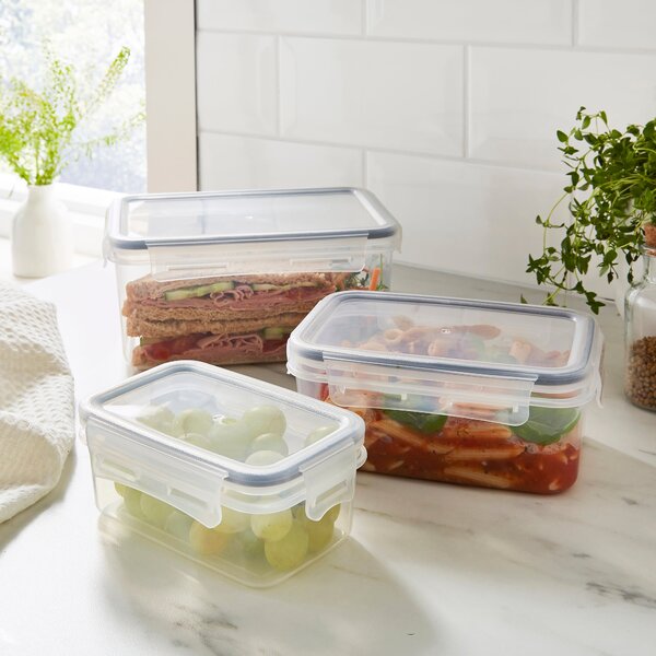 Set of 3 Clip Lock Rectangle Containers White