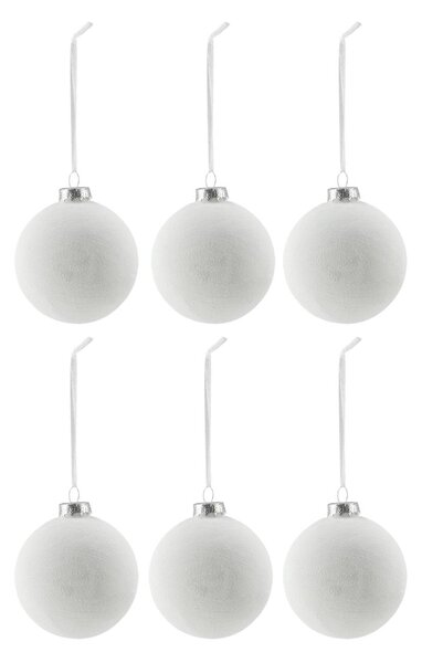 Scandi Living Snowing baubles 6-pack White