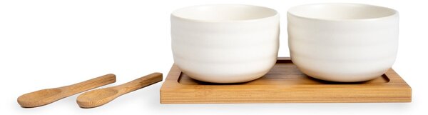 Sagaform Ellen bowl set with spoon 17 cl Bone white/brown