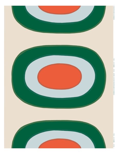 Marimekko Melooni fabric cotton Off white-green-l. blue-orange