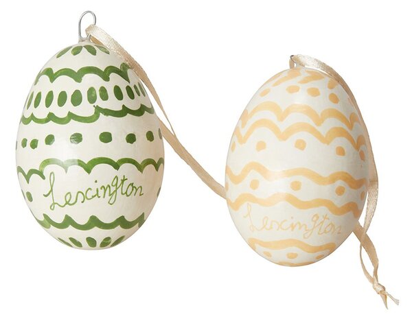 Lexington Easter Eggs in Papier Maché Easter ornaments 2-pack Green-yellow