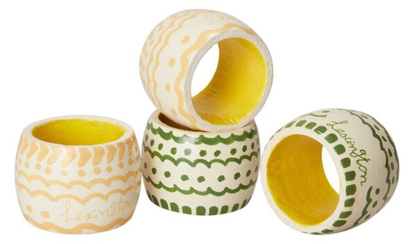 Lexington Easter Ring in Wood napkin ring 4-pack Green-yellow