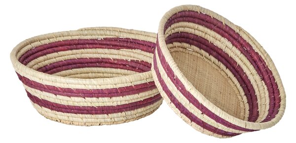 RICE Rice raffia bread basket 2 pieces Aubergine