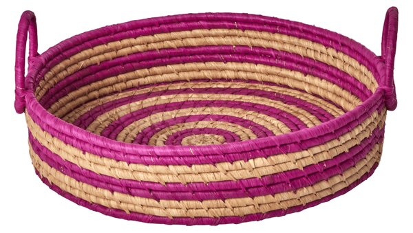 RICE Rice raffia round bread basket Aubergine