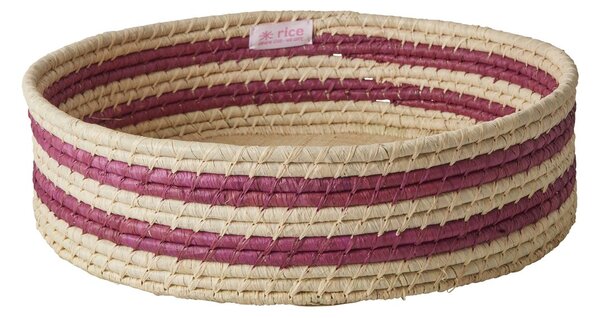 RICE Rice raffia round storage basket large Aubergine