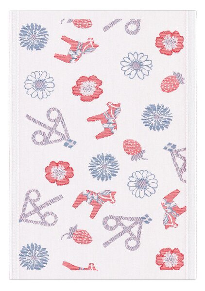 Ekelund Linneväveri Dalasommar kitchen towel 35x50 cm Blue-Red