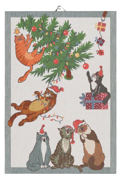 Ekelund Linneväveri Purr-fect Christmas kitchen towel 35x50 cm Multi