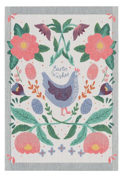 Ekelund Linneväveri Easter chicken kitchen towel 35x50 cm Multi