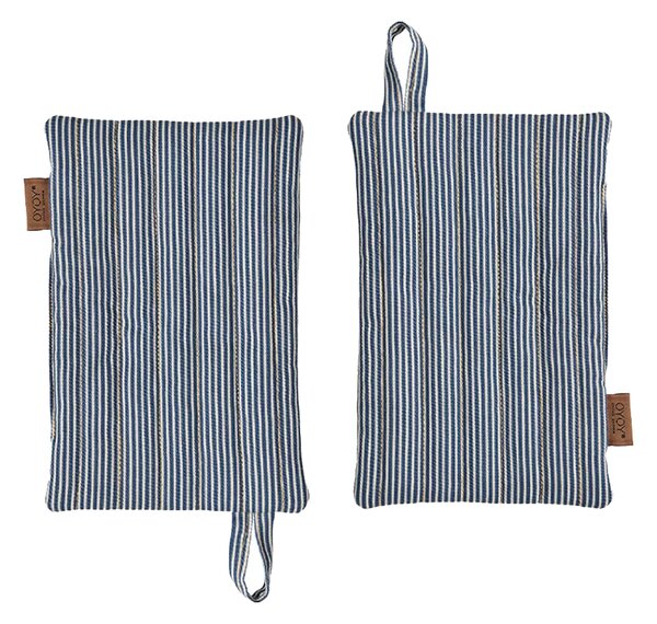 OYOY Striped denim pot holder 2-pack Blue