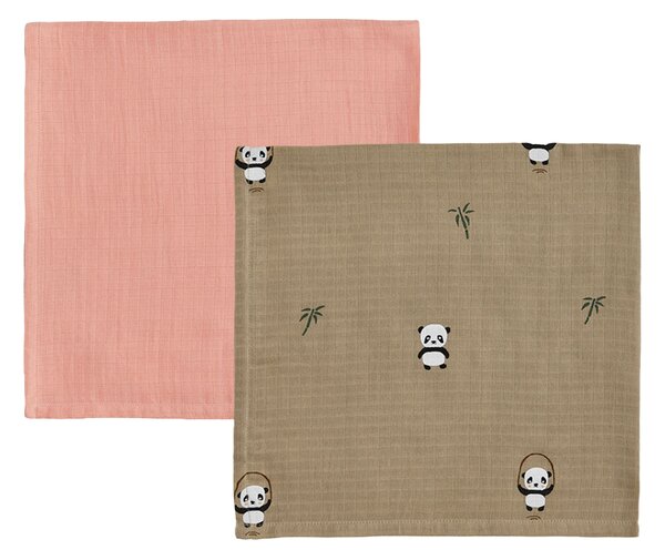 OYOY Panda children's blanket 2-pack Khaki-rose